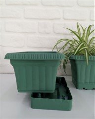 Balkon Saksısı 3,5 Lt 2 Adet Ova Balkon Model Petrol Yeşili Renkli Plastik Saksı