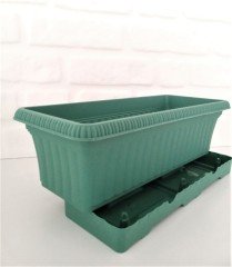 Balkon Saksısı 5,7 Lt 1 Adet Ova Balkon Model Petrol Yeşili Renkli Plastik Saksı
