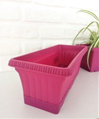 Balkon Saksısı 5,7 Lt 1 Adet Ova Balkon Model Vişne Renkli Plastik Saksı