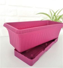 Balkon Saksısı 5,7 Lt 1 Adet Ova Balkon Model Vişne Renkli Plastik Saksı