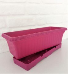 Balkon Saksısı 5,7 Lt 2 Adet Ova Balkon Model Vişne Renkli Plastik Saksı