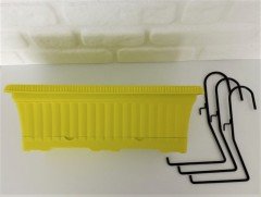 Demirli Balkon Saksısı 5,7 Lt 2 Adet Ova Balkon Model Sarı Renkli Plastik Tabaklı Saksı