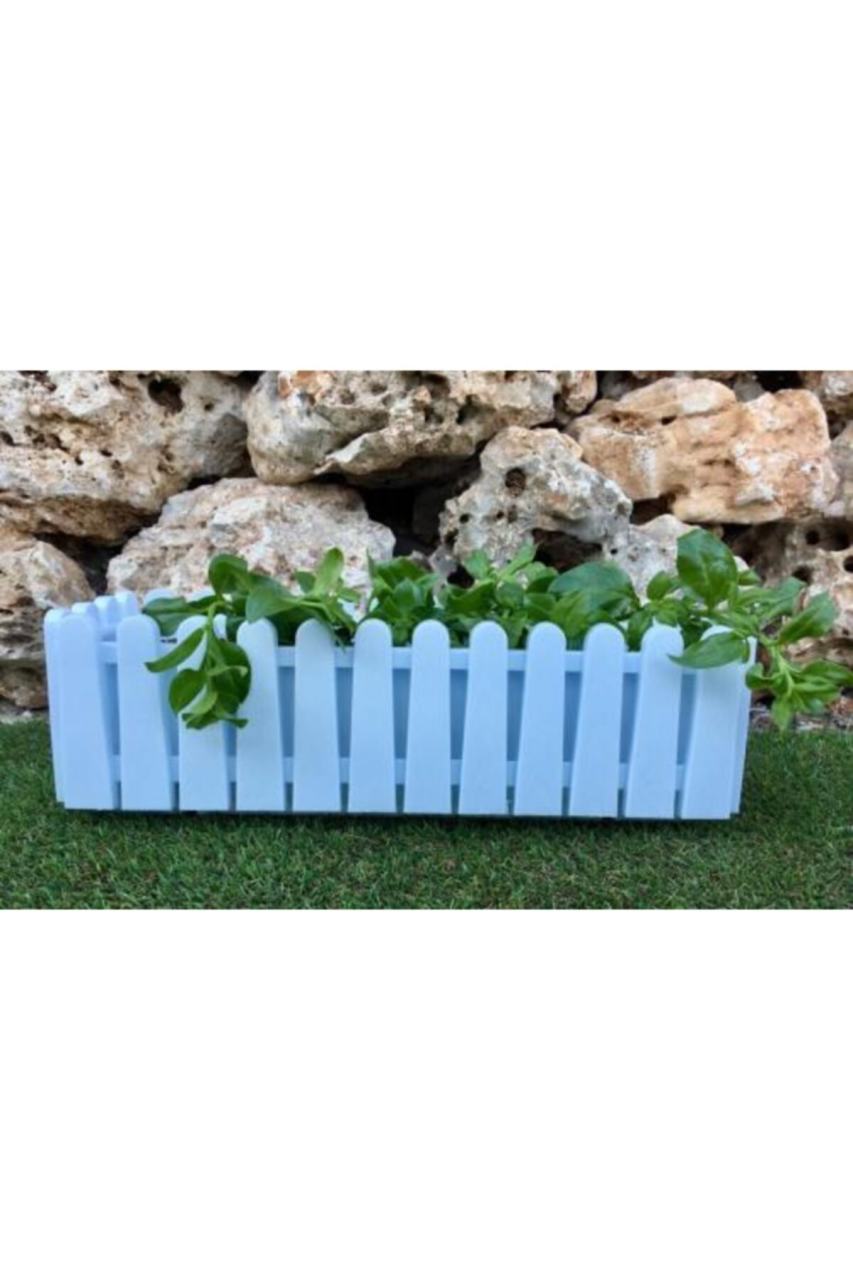 Balkon Saksısı 9 Lt 2 Adet İstanbul Balkon Model Beyaz Renkli Plastik saksı