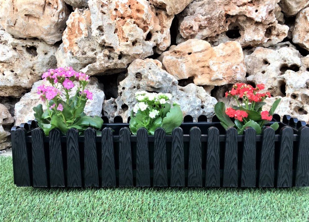 Balkon Saksısı 14 Lt 1 Adet İstanbul Balkon Model Siyah Renkli Plastik saksı
