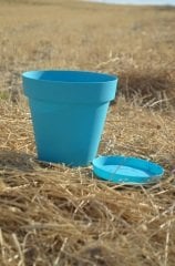 Renkli Saksı 1,7 LT 3 Adet Turkuaz Renk Yalı Model Plastik Tabaklı Çiçek Saksısı