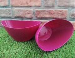 Renkli Aranjman Saksı 1,2 Lt 2 Adet Vişne Renk Kayık Model Plastik Saksı