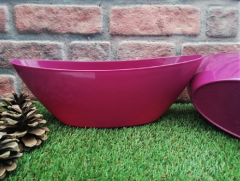 Renkli Aranjman Saksı 3,25 Lt 3 Adet Vişne Renk Kayık Model Plastik Saksı