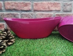 Renkli Aranjman Saksı 7,5 Lt 3 Adet Vişne Renk Kayık Model Plastik Saksı