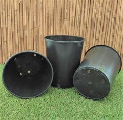 Yuvarlak Siyah Üretim Saksı 15 Adet 4,7 LT Üretim Saksısı